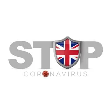 United Kingdom protective shield. Stop coronavius concept. 3D Render Stock Illustration