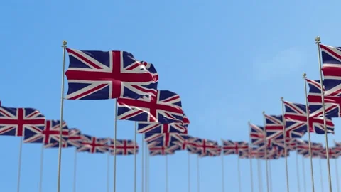 United Kingdom Row Of Flags Animation Stock Footage 148803012