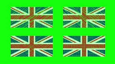 United Kingdom Scribble Animation on Green Screen Background. Looping seaml.. Stock Footage 228076216