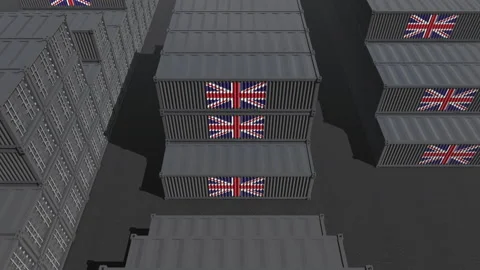 United Kingdom shipping containers loop top view Stock Footage 160907259