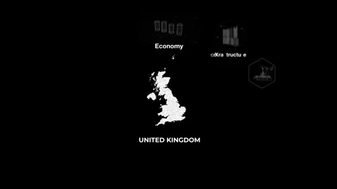 United Kingdom technology map with animated charts Stock Footage 340983103