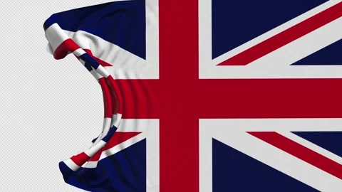 United Kingdom Union Jack Flag Waving Transition with Realistic Fabric Texture Stock Footage 326320428