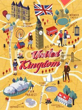 United Kingdom walking map Stock Illustration