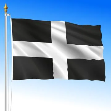 United Kingdom, waving flag of Cornwall, illustration Stock Illustration