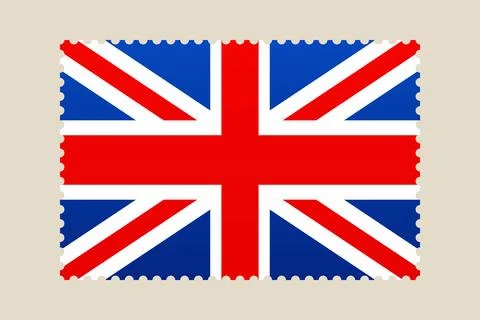 United Kingdom's Iconic Union Jack Flag Depicted as a Classic Postage Stamp.. Stock Illustration
