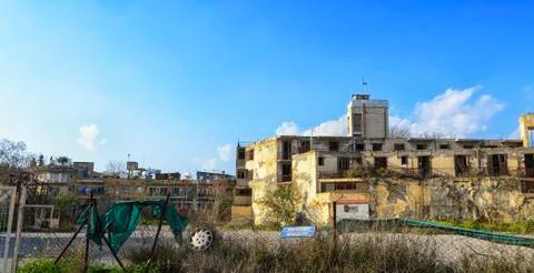 United Nations buffer zone (Green line) in Cyprus in Nicosia. Stock Photos