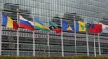 United Nations Building Landmark International Flags Diplomat Conflict Sanction HD Footage