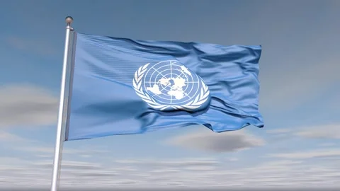 United Nations Flag Animation With Sky And Cloud Stock Footage 273379687
