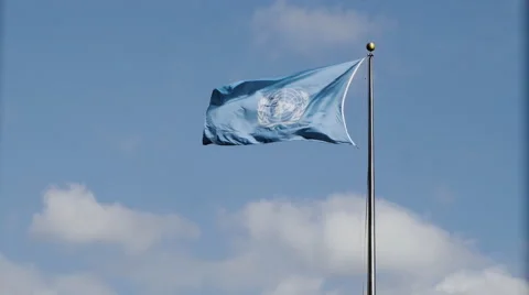 United Nations flag on flagpole Stock Footage 68544404
