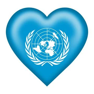 United Nations flag heart button 3d illustration with clipping path Stock Illustration