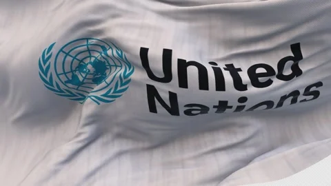 The united nations flag is waving. Video stock 295007370