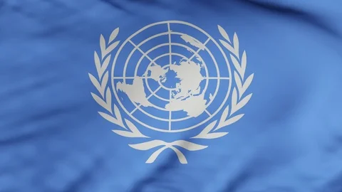 The United Nations flag waving in the wind Stock Footage 80216873