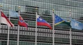 United Nations Headquarters New York City Global Countries National Flags Waving HD Footage