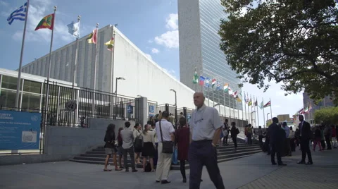 The United Nations main gate Stock Footage 68536573