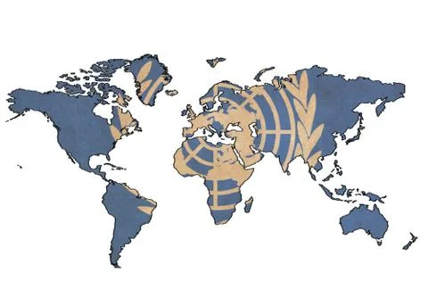 United nations map on  flag drawing ,grunge and retro flag series Stock Illustration