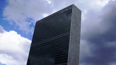 United Nations NYC Time Lapse video of clouds and reflections Stock Footage 45971136