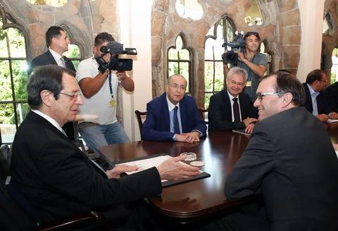 United Nations Special Adviser Espen Barth Eide meeting with Anastasiades, Nicos Stock Photos