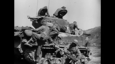 United Nations Troops advance closer to the 38th parallel in Korea in March, Stock Footage 146470835