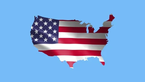 United state flag waving in wind and zoom Country Border Map animation Stock Footage 322522590