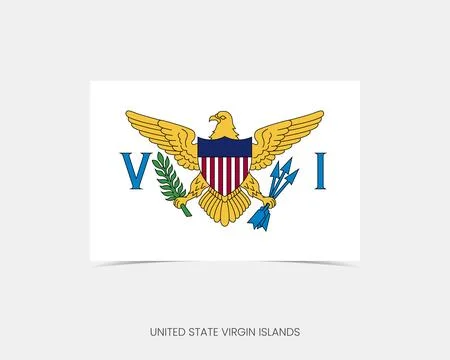 United State Virgin Islands Rectangle flag icon with shadow. Illustrazione stock