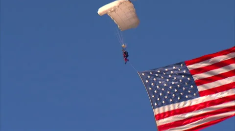 United Stated Flag Parachute Drop Video stock 41782286