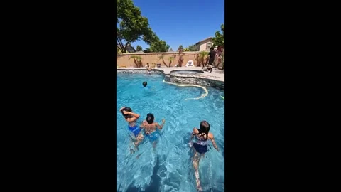 United States: 15-foot python crashes kids' pool party in Chino, California Stock Footage 280418132