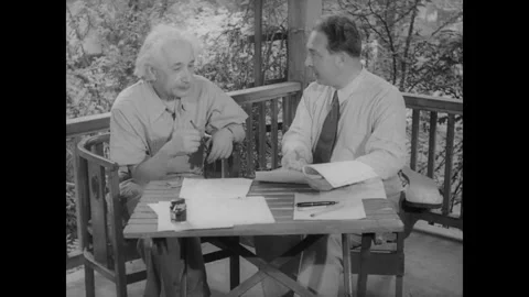 United States 1940s: Albert Einstein and Leó Szilárd seated at a table on a Stock-Footage 325219461