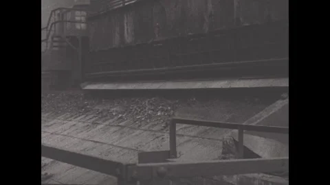 United States 1940s: A large explosion occurs in a rocky quarry, sending up Stock Footage 340084944