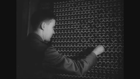 UNITED STATES - 1944: Automatic calculator — Operator Works Giant Calculator Stock-Footage 342848760