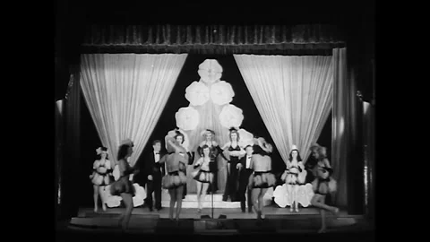 UNITED STATES - 1948 -A performing group dancing at a burlesque show. Stock Footage 340579869