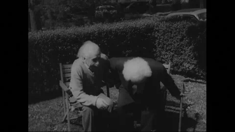 UNITED STATES 1950s: Albert Einstein posing with Jawaharlal Nehru. Einstein Stock Footage 301944931