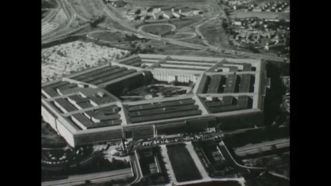 UNITED STATES: 1950s: American Department of Defense from above. Local Stock Footage