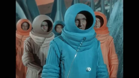 UNITED STATES - 1951 - While looking through ruins on mars, the crew of a Stock Footage 330603761
