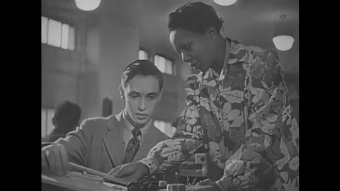 UNITED STATES - 1954 - Students of different racial backgrounds work together in Stock Footage 341972829