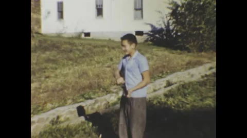 United States 1955, Boys Rifle Training in Garden 50s Stock Footage 276887882