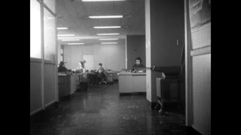 United States 1960s: Elevator view traveling six floors up in UN building. Stock Footage 320252670