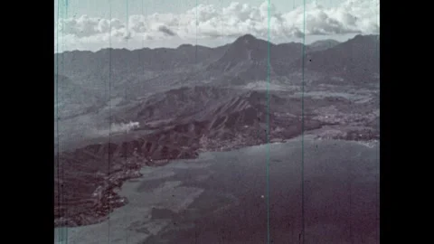 United States 1960s: Looking down on Hawaiian mountain range. Map of Hawaiian Stock Footage 335596077