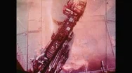 United States 1960S: View From Above As Space Rocket Lifts Off And Scaffolding Stock Footage