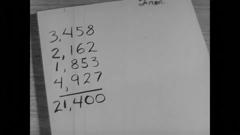 UNITED STATES - 1962 - Fred solves his math problem by rounding off his figures Stock Footage 296389499