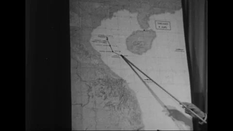 UNITED STATES - 1964: the pointer and its shadow on the map Stock Footage 341329316