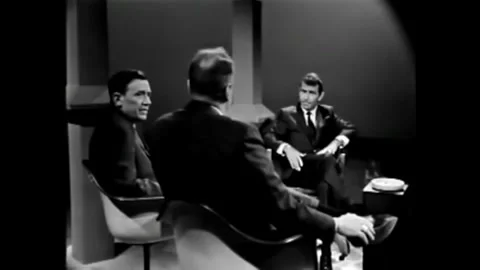 UNITED STATES - 1968 - In an interview, Rod Serling agrees with Bernie Harrison Stock Footage 340571884