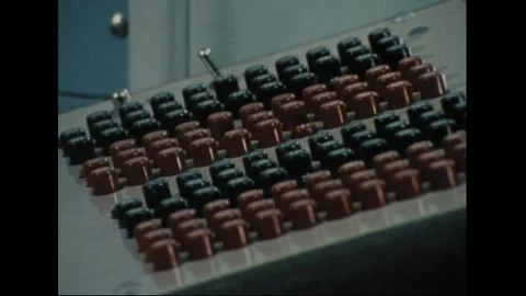 UNITED STATES - 1970: Hands work a paddle-switch control box Stock Footage 341851266