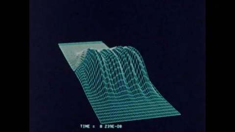 UNITED STATES 1970s: Computer animated image. Woman holds needle, places it Stock Footage 312908789