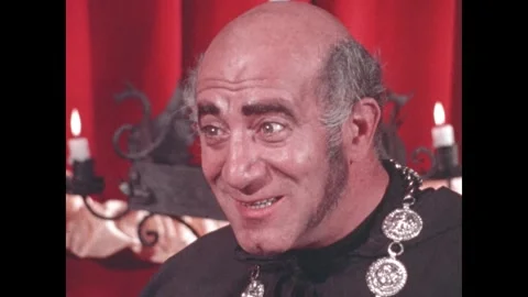 UNITED STATES 1970s: Interior throne room of castle with king on throne. Advisor Stock Footage 308879080
