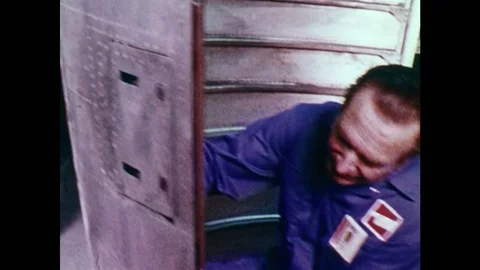 UNITED STATES: 1970s: Western Airline employees wave and smile at camera as they Stock Footage 75231699