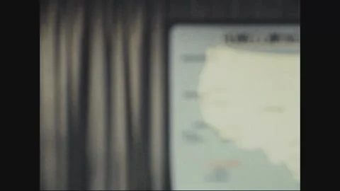 UNITED STATES - 1973: Briefing setup - Lectern beside map board Stock Footage 344497887