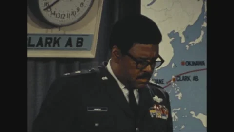UNITED STATES - 1973: Route-map close-up - Officer reads by Pacific map Stock Footage 344497536
