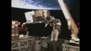 United States: 1980S: Astronauts On Space Walk. Astronaut Exercises In Space. Stock Footage