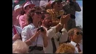 United States: 1980S: People Cheer And Look Through Binoculars As Space Shuttle Stock Footage
