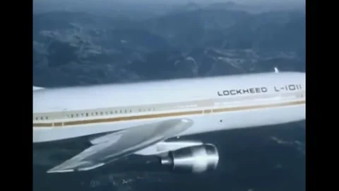 UNITED STATES - 1981 - Lockheed L-1011 TriStar aircraft cruising in flight. Stock Footage 340663845